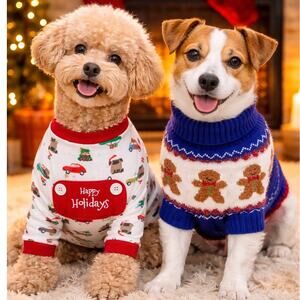 Pet Central holiday dog outfit sweater and pajamas Christmas XS winter apparel